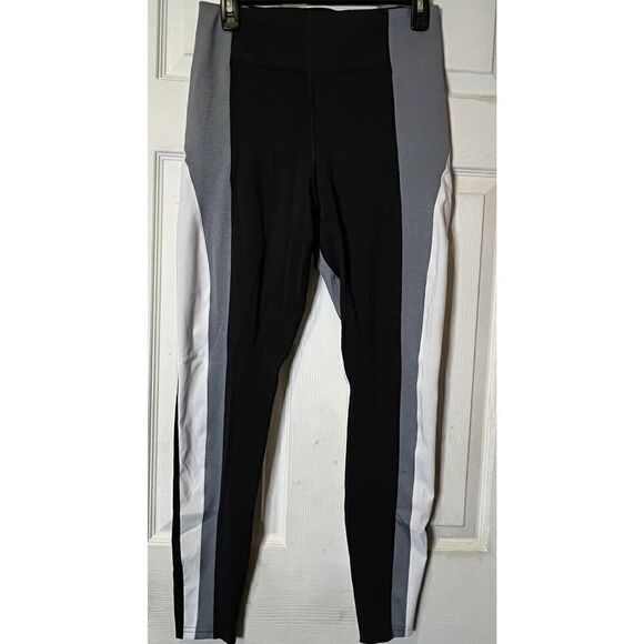 Athleta Crest‎ Colorblock Tight Pants Wmns Sz M Black White Gray Athleisure - Picture 1 of 9